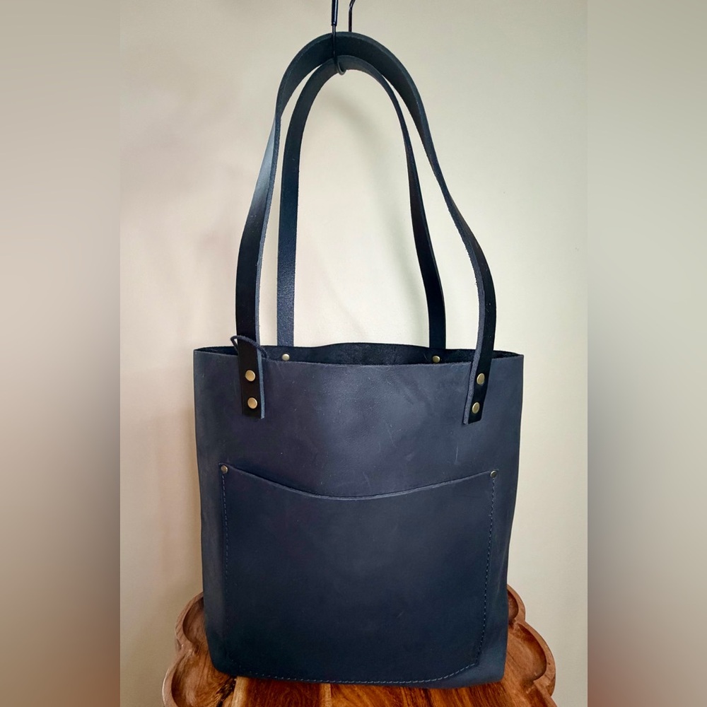 Portland Leather Classic Tote Shadow Black Nubuck Leather NWT - Picture 5 of 16